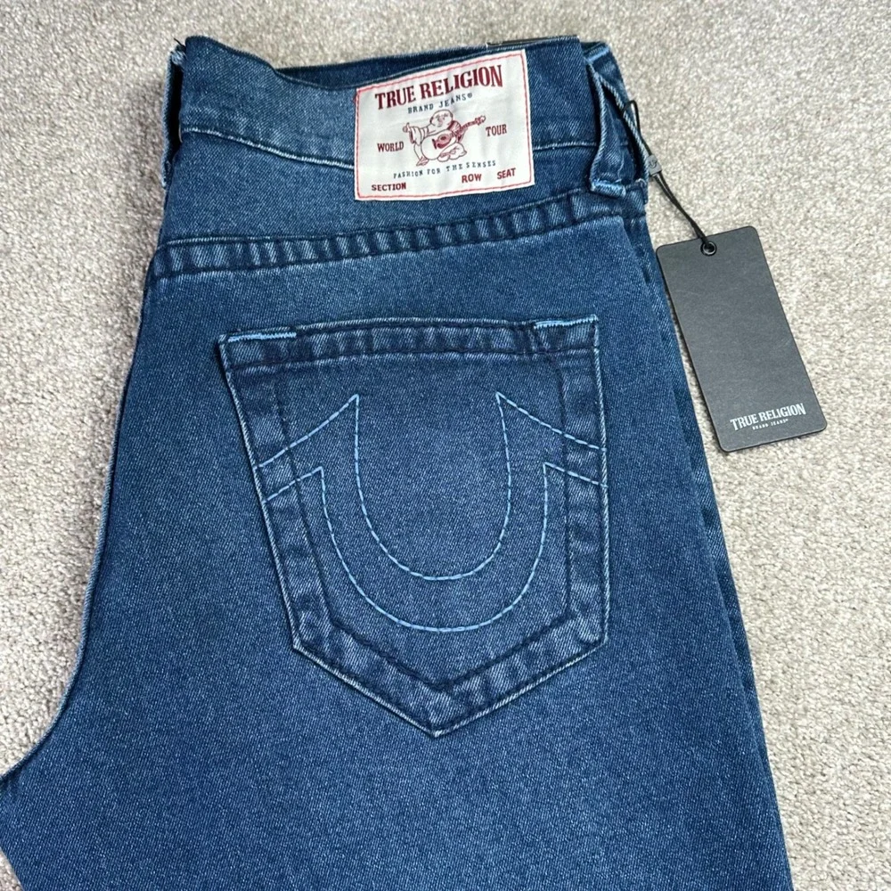 True Religion Men's 36 Ricky Big T Straight Blue New‎ Relaxed Straight Jeans